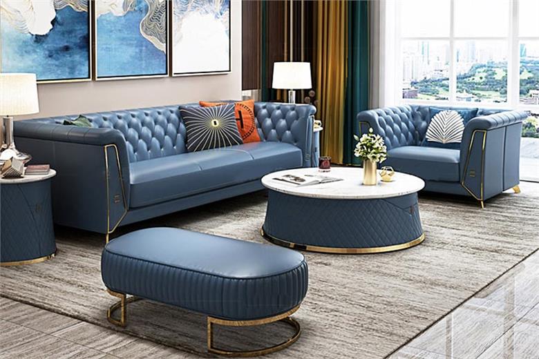 Ghế sofa màu xanh dương cho không gian nội thất hiện đại