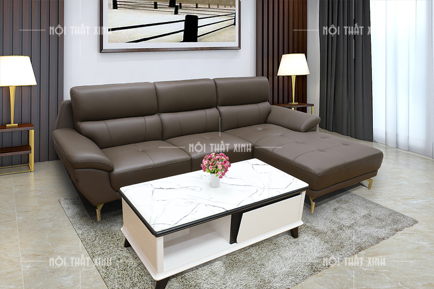 Sofa bán sẵn mã NTX2824 bọc da Malaysia cao cấp