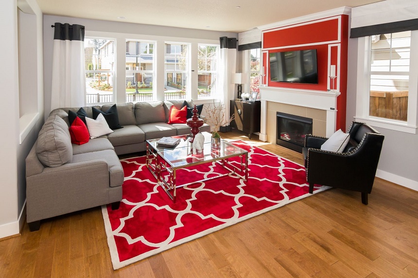 trang trí với thảm sofa phòng khách