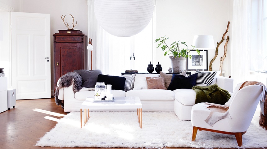 trang trí với thảm sofa phòng khách