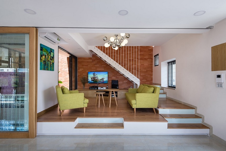 101+ mẫu trang trí phòng khách nhà ống 4m có cầu thang 2022 “đẹp mê ly”