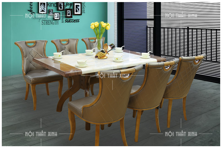 Bàn ăn mặt đá nhập khẩu cao cấp Nội Thất Xinh