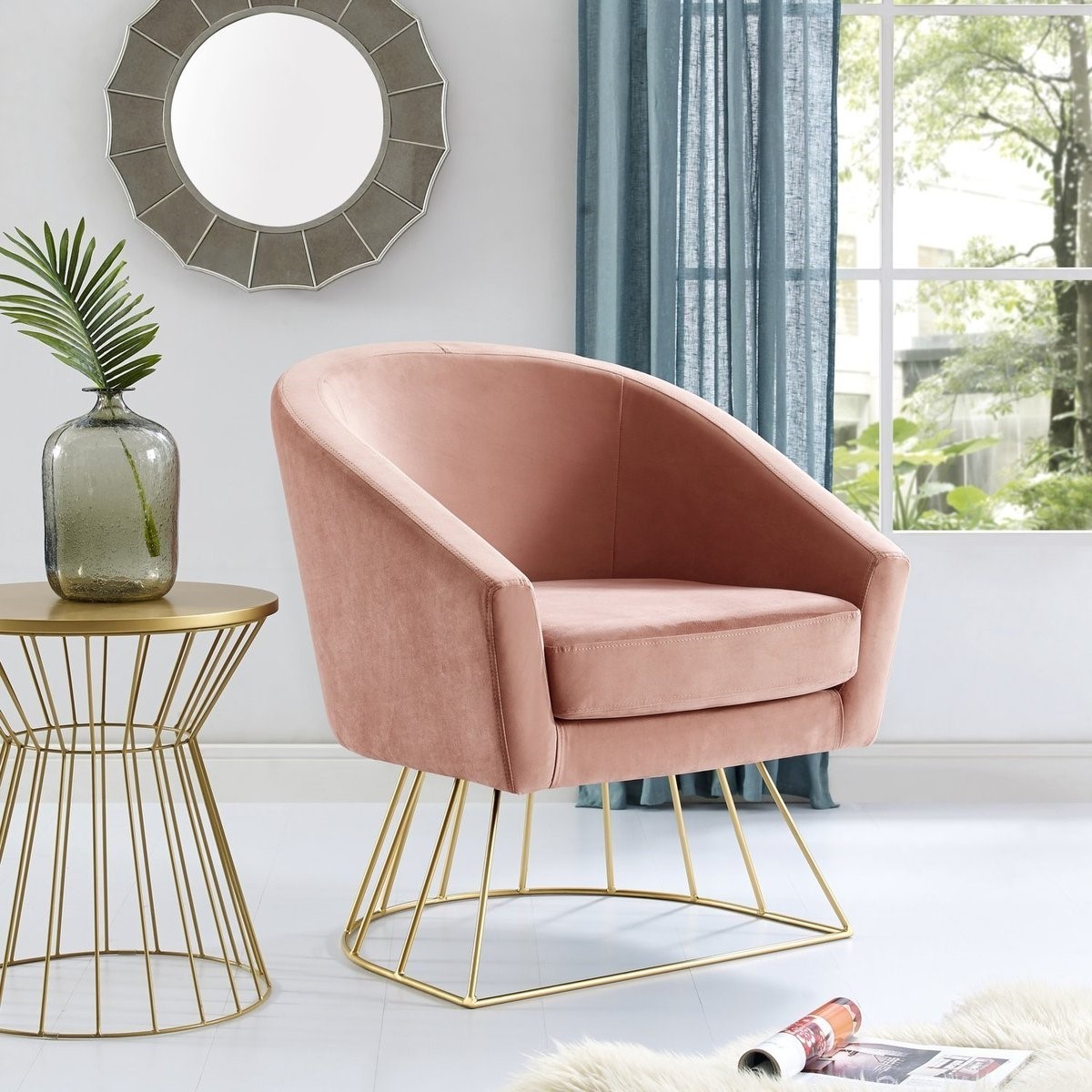 ghế sofa đơn màu hồng