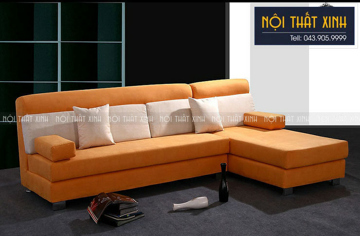 ghế sofa màu cam cho không gian thêm ấm áp