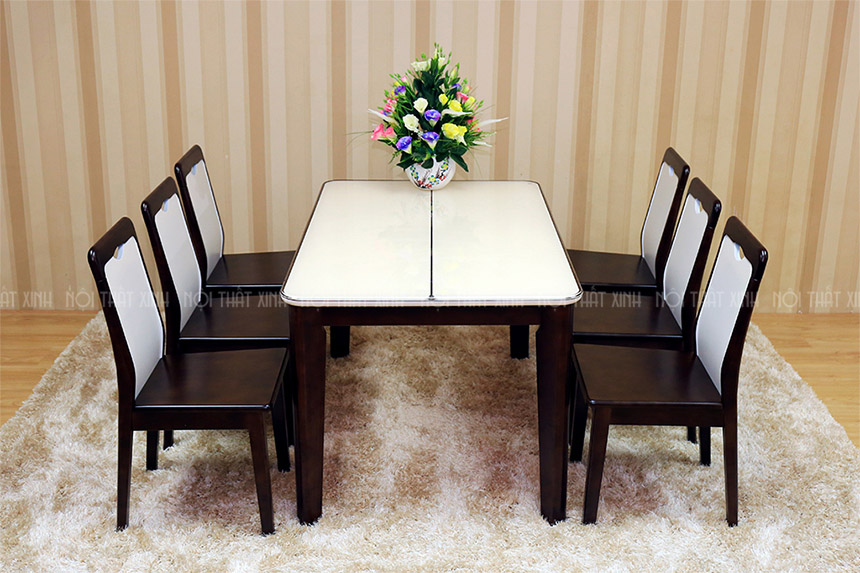 chất liệu phổ biến của bàn ăn cơm 6 ghế