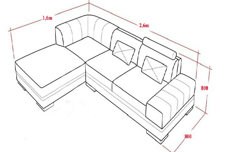 Một số thông số kích thước ghế sofa góc chữ L nổi bật