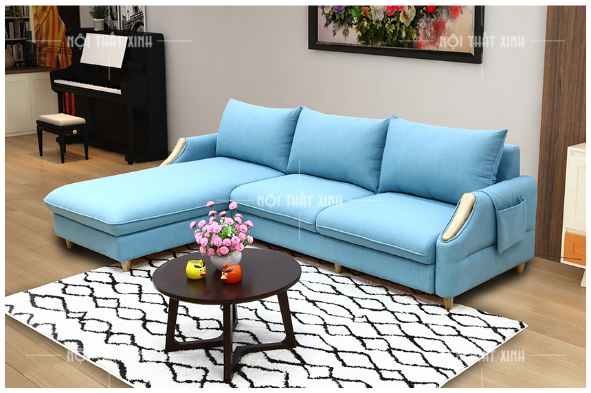 Màu sắc ghế sofa góc đa dạng bằng chất liệu da và vải nỉ