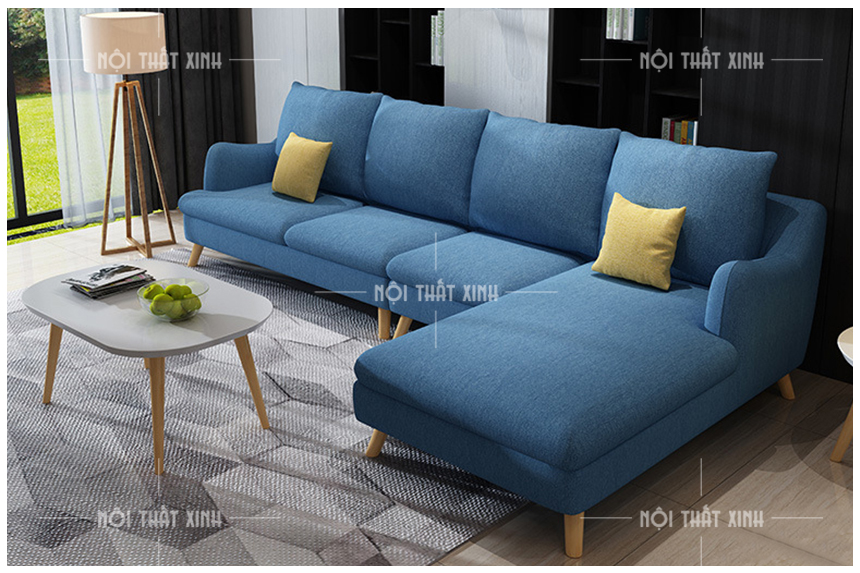 mẫu sofa góc đẹp màu xanh
