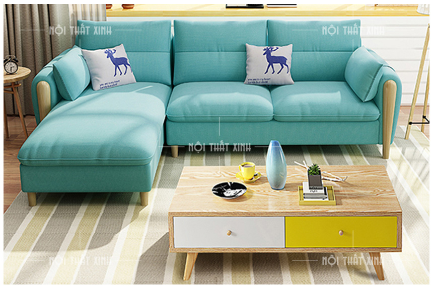 mẫu ghế sofa góc đẹp màu xanh