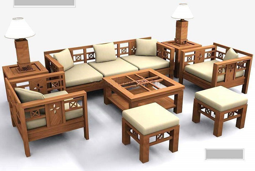 những mẫu bàn ghế gỗ phòng khách đơn giản