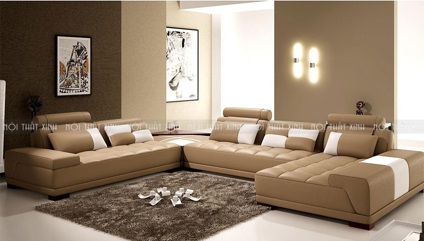 Phòng khách đẹp lung linh khi kết hợp ghế sofa với đèn trang trí
