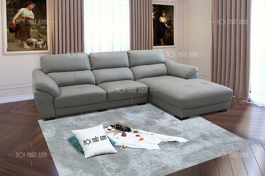 sofa da màu xám