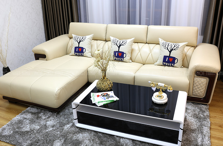 sofa da phòng khách nhỏ