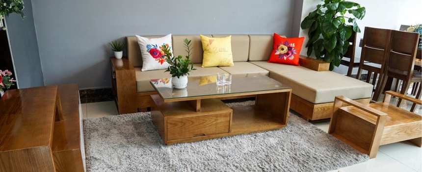 sofa gỗ tự nhiên hiện đại