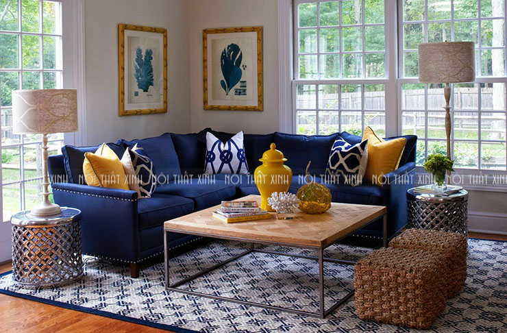 Ghế sofa đẹp màu xanh dương 