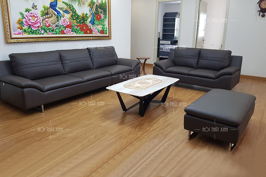 sofa văn phòng da thật