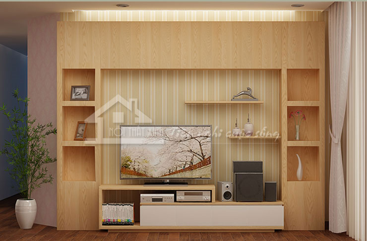 Thiết kế kệ tivi phòng khách đa năng cho không gian tiện nghi