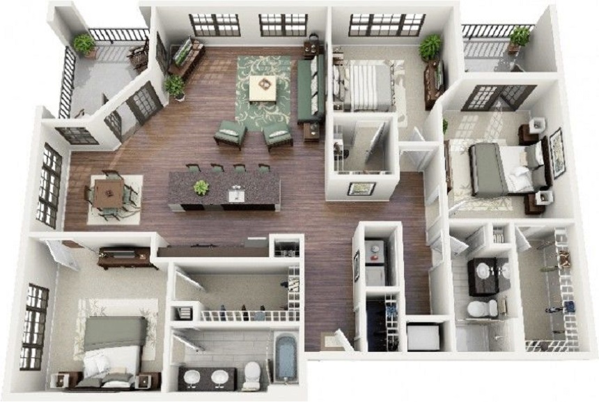 Những mẫu thiết kế nội thất nhà chung cư 60m2 siêu đẹp