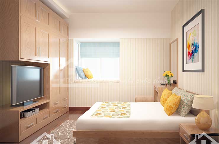 Phối hợp nội thất phòng ngủ cùng tông màu kem - VnExpress