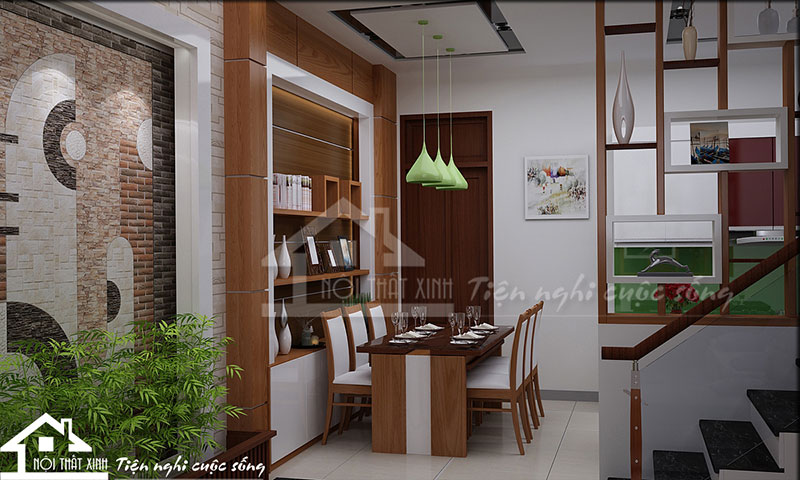 Phòng ăn được thiết kế mở nối liền với phòng khách và phòng bếp